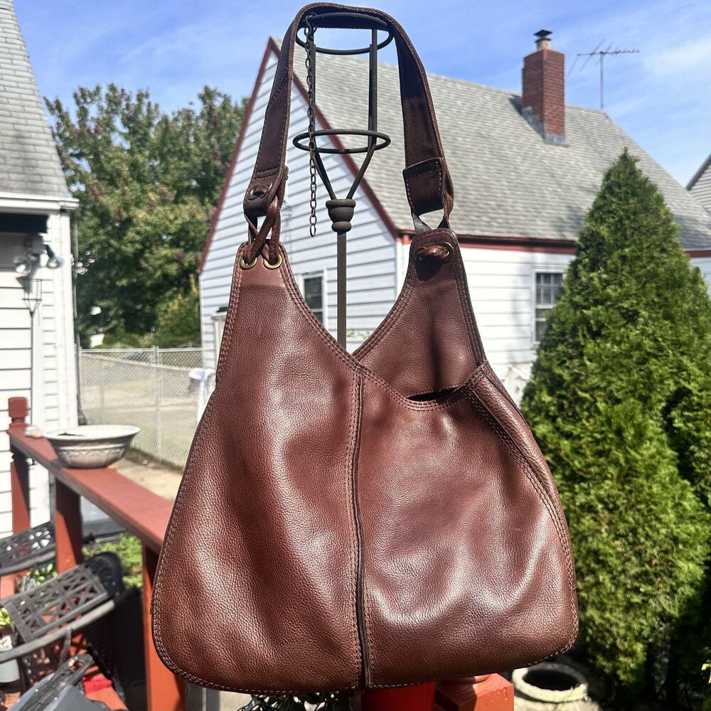 Lucky Brand Leather Hobo Bag Y2K Slouchy Pebbled Boho Vintage Style